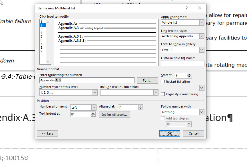 Multilevel Appendix List Word - Microsoft Community