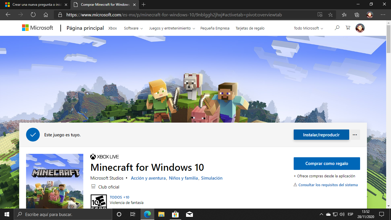 Ayuda No me deja INSTALAR Minecraft Edition Windows 10 me sale la -  Microsoft Community