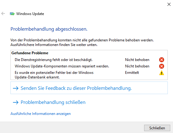 Windows Update Von 1803 Auf Neuere Versionen Nicht Moglich Microsoft Community