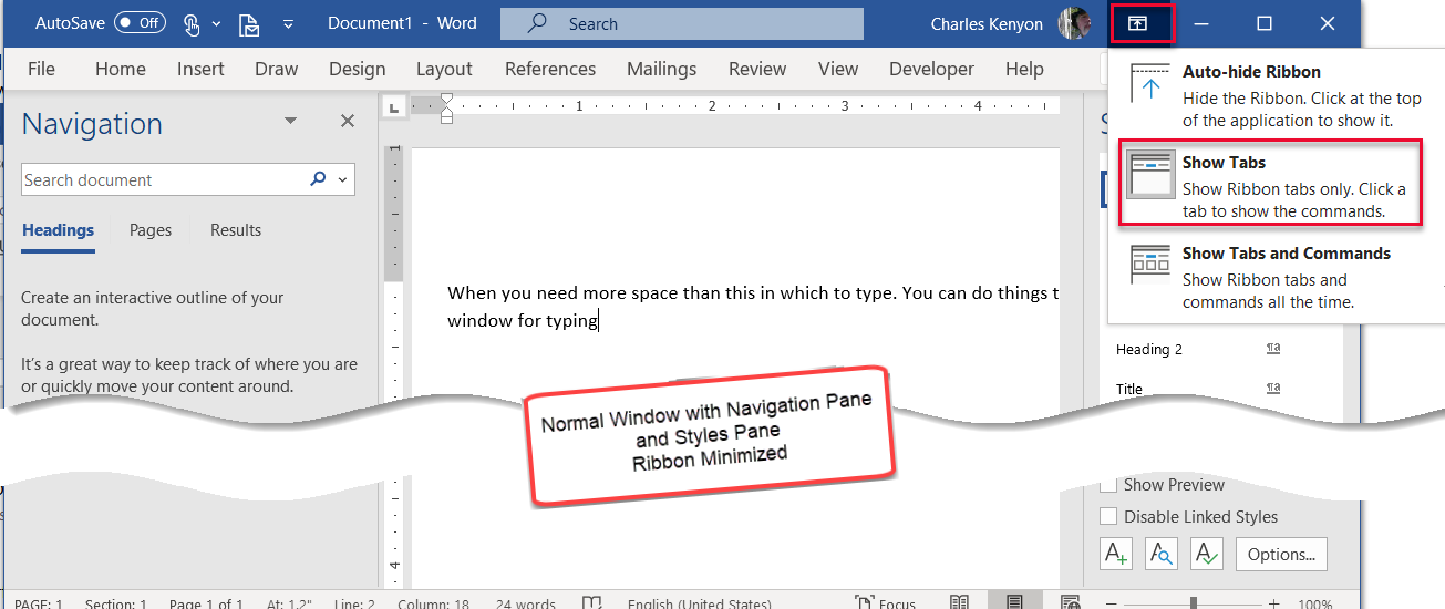 Minimizing Ribbon / AutoHiding Ribbon / Toggling Toolbars - Microsoft ...