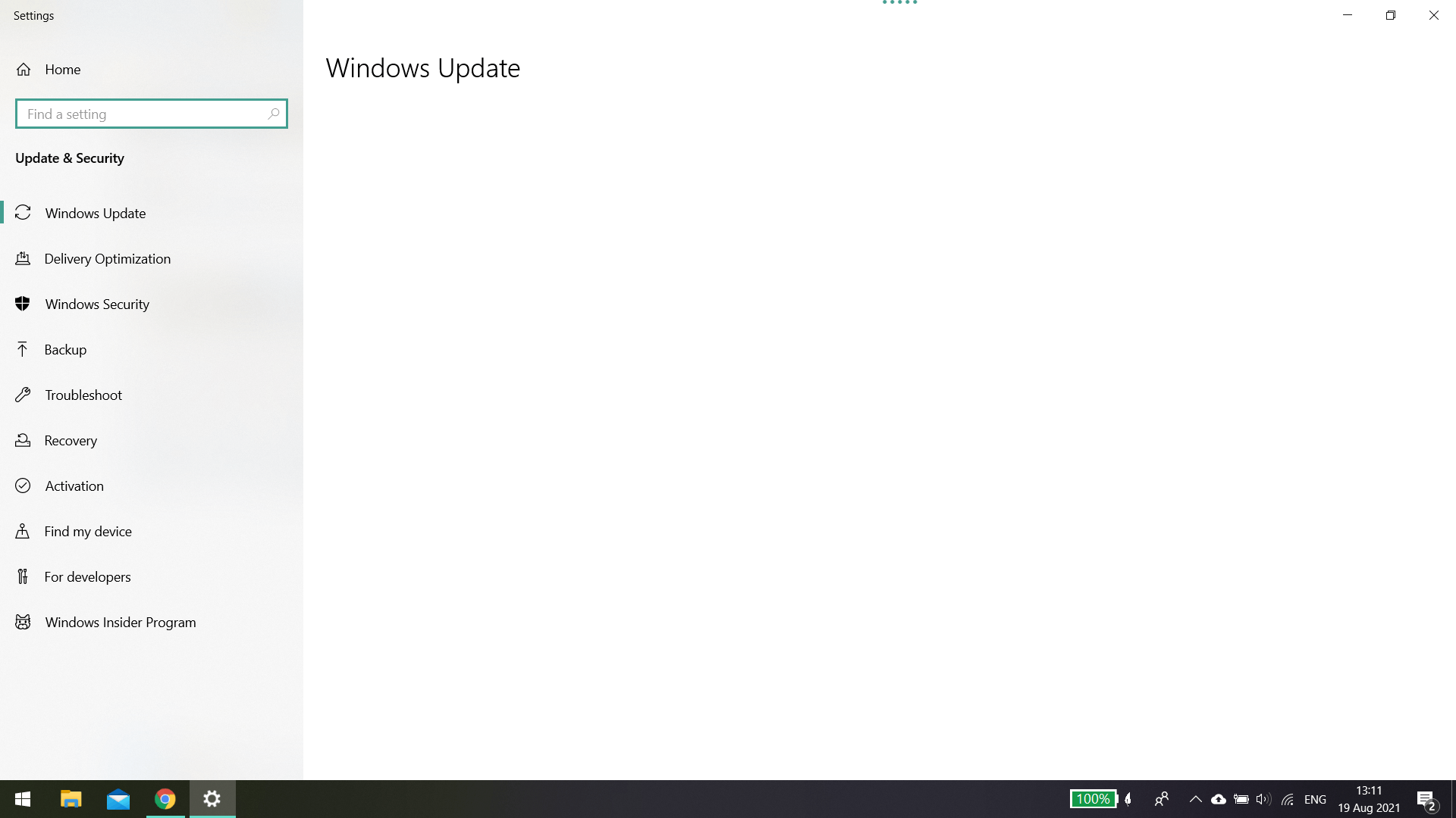Blank windows update screen in settings microsoft community