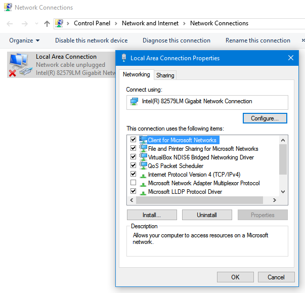File and printer sharing for microsoft networks microsoft community