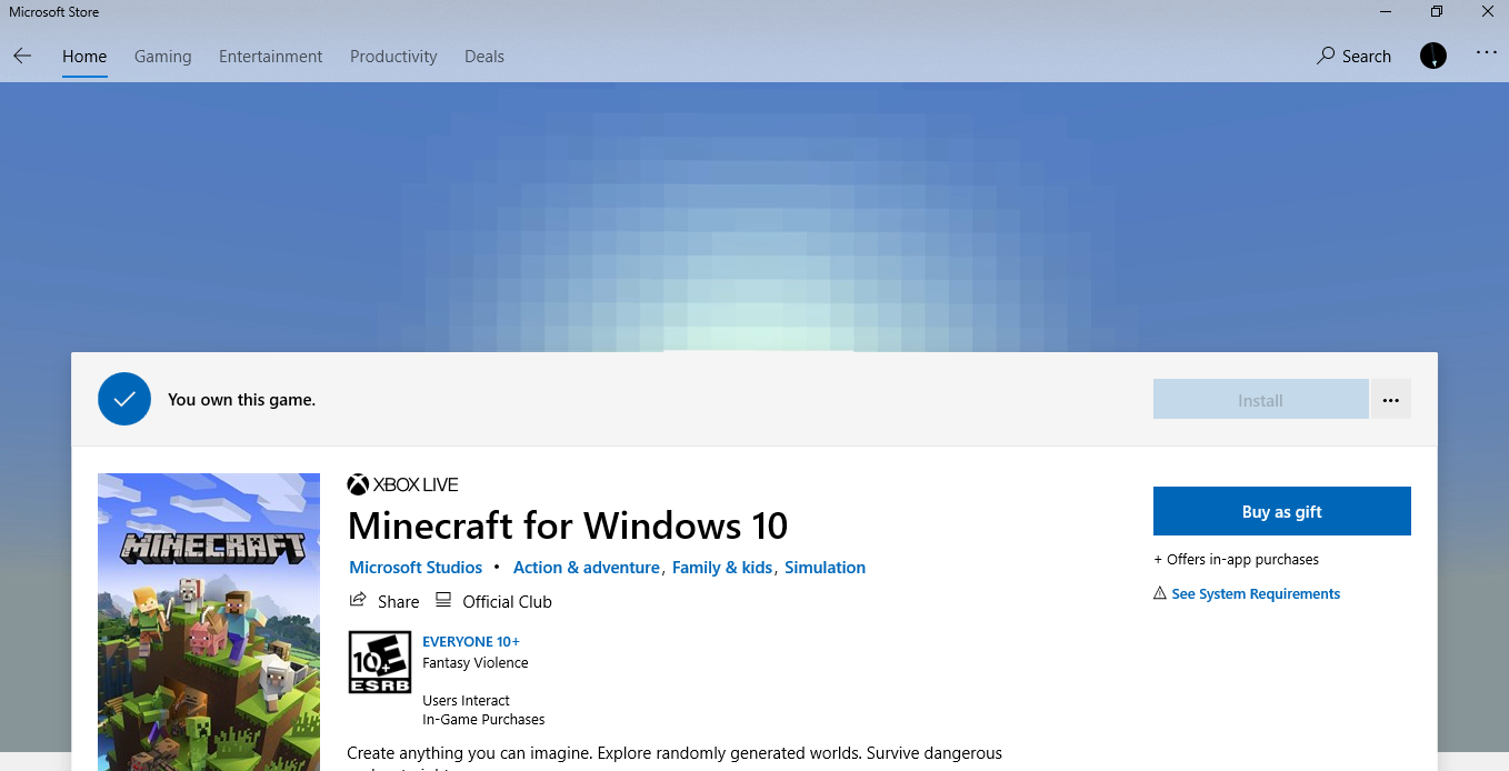 Won T Let Me Download Minecraft For Windows 10 Error Code Microsoft Community