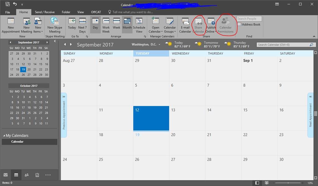 outlook for mac open shared calendar greyed out