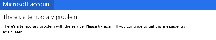 microsoft reset password there's a temporary problem