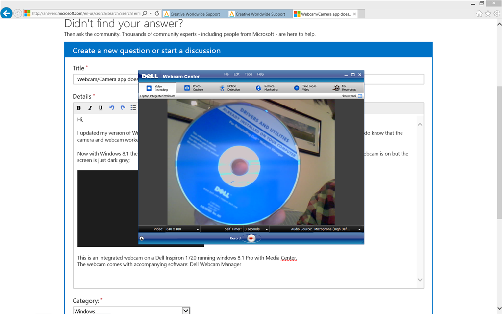 Webcamcamera App Doesnt Work After Windows 81 Upgrade Microsoft Community 