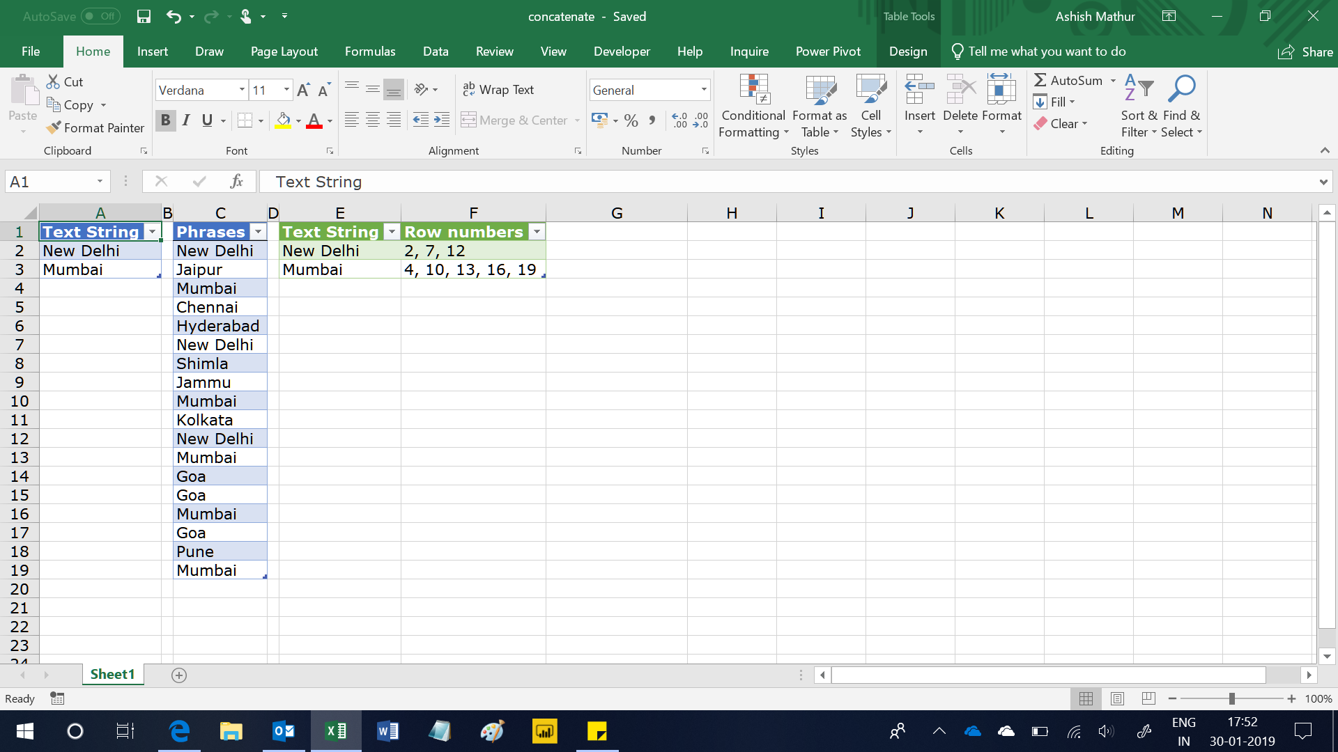 Lookup match, if more than one, return all row numbers in one cell ...