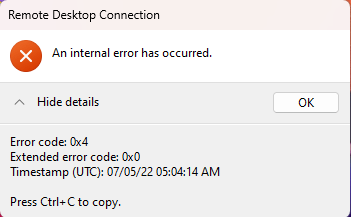 Unable To Connect Server With RDP Connection - Microsoft Community