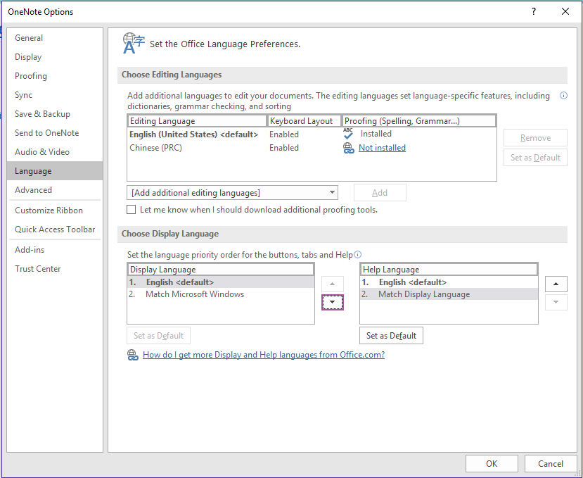 OneNote 2017 - English Proofing Language - Microsoft Community