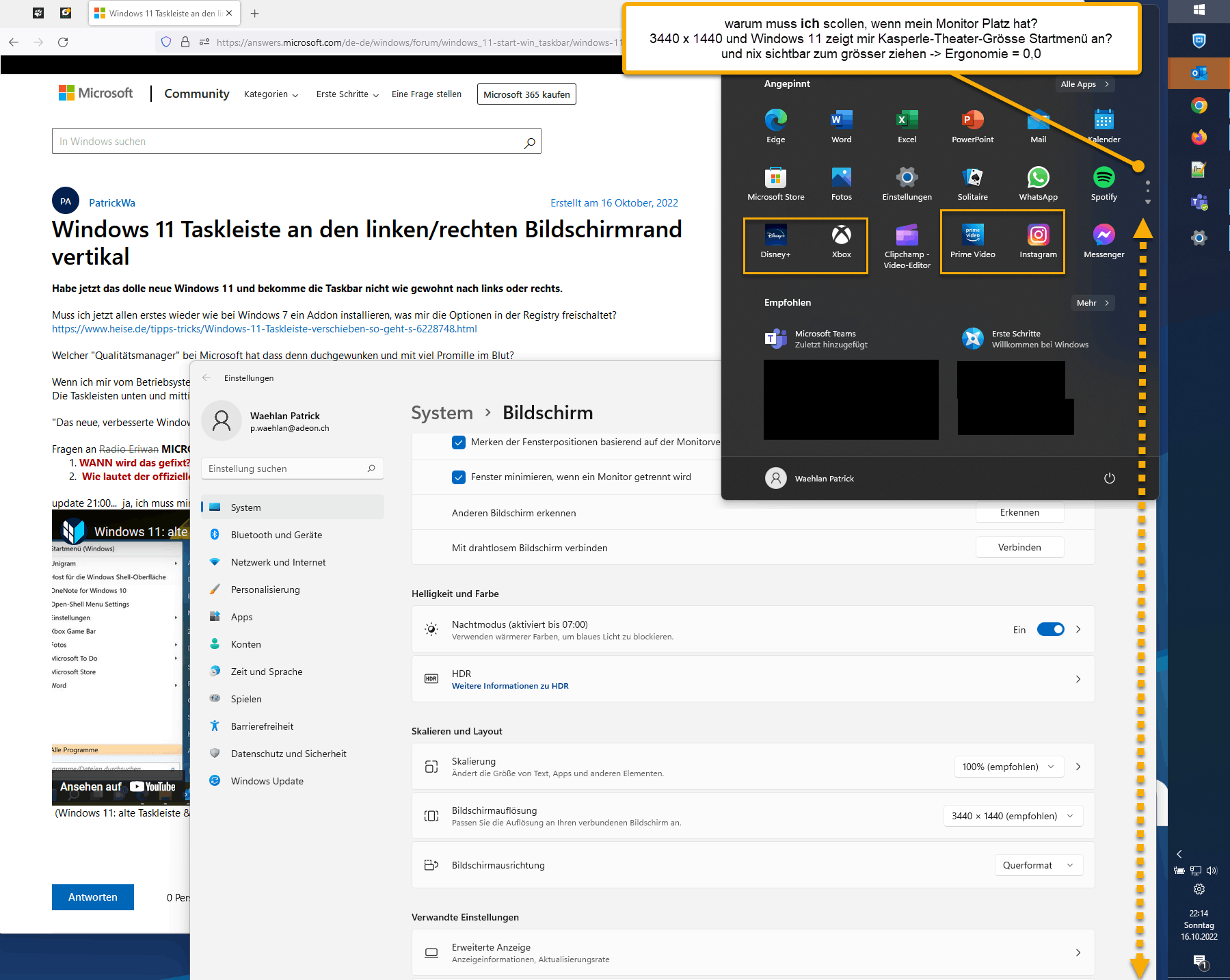 Windows 11 Taskleiste An Den Linken/rechten Bildschirmrand Vertikal ...