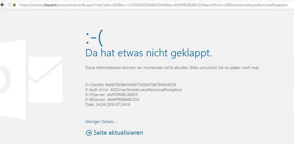 Fehlermeldung nach Anmeldung bei outlook.live.com - Microsoft Community
