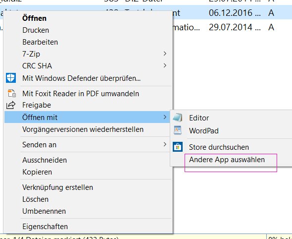 Öffnen mit - Andere App fehlt