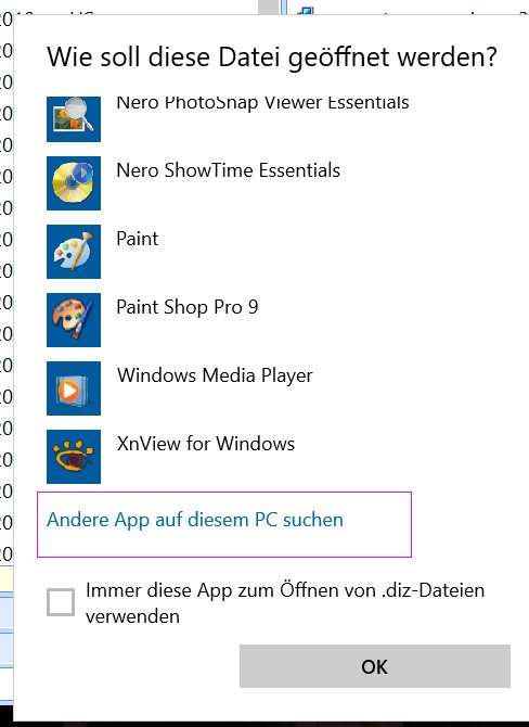 Öffnen mit - Andere App fehlt