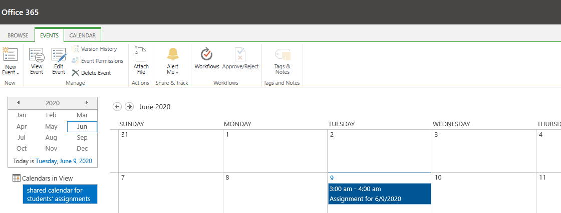 Microsoft Teams Calendar Or Assignments Sharing a students