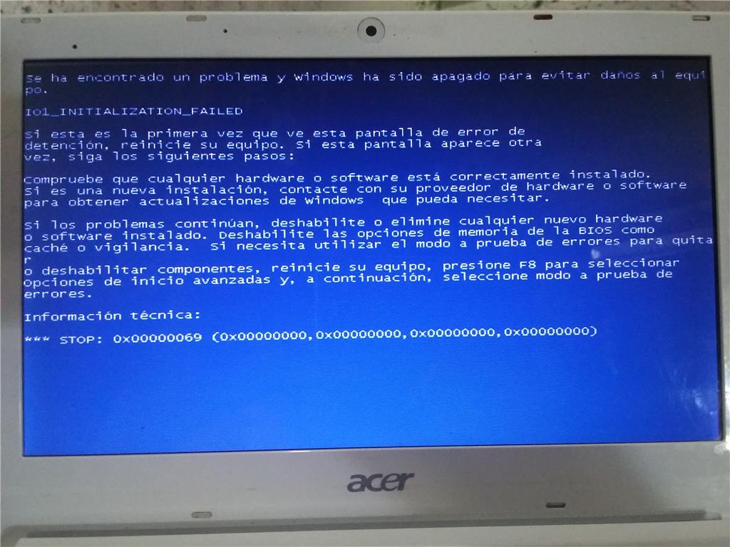 Windows XP: de Instalación STOP 0x00000069 de - Community