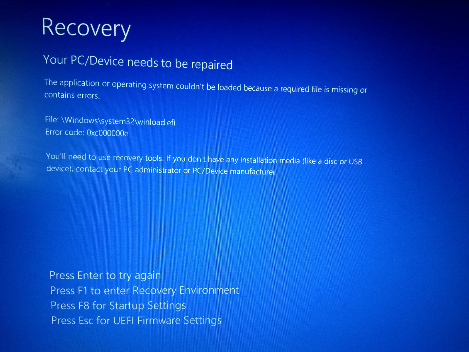 Windows is booting to blue Microsoft