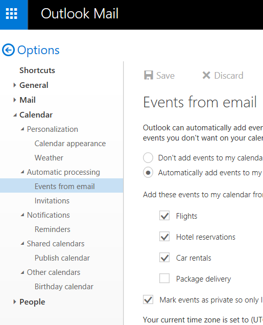 Unable to find quot Events from email quot tab in Calendar settings Microsoft