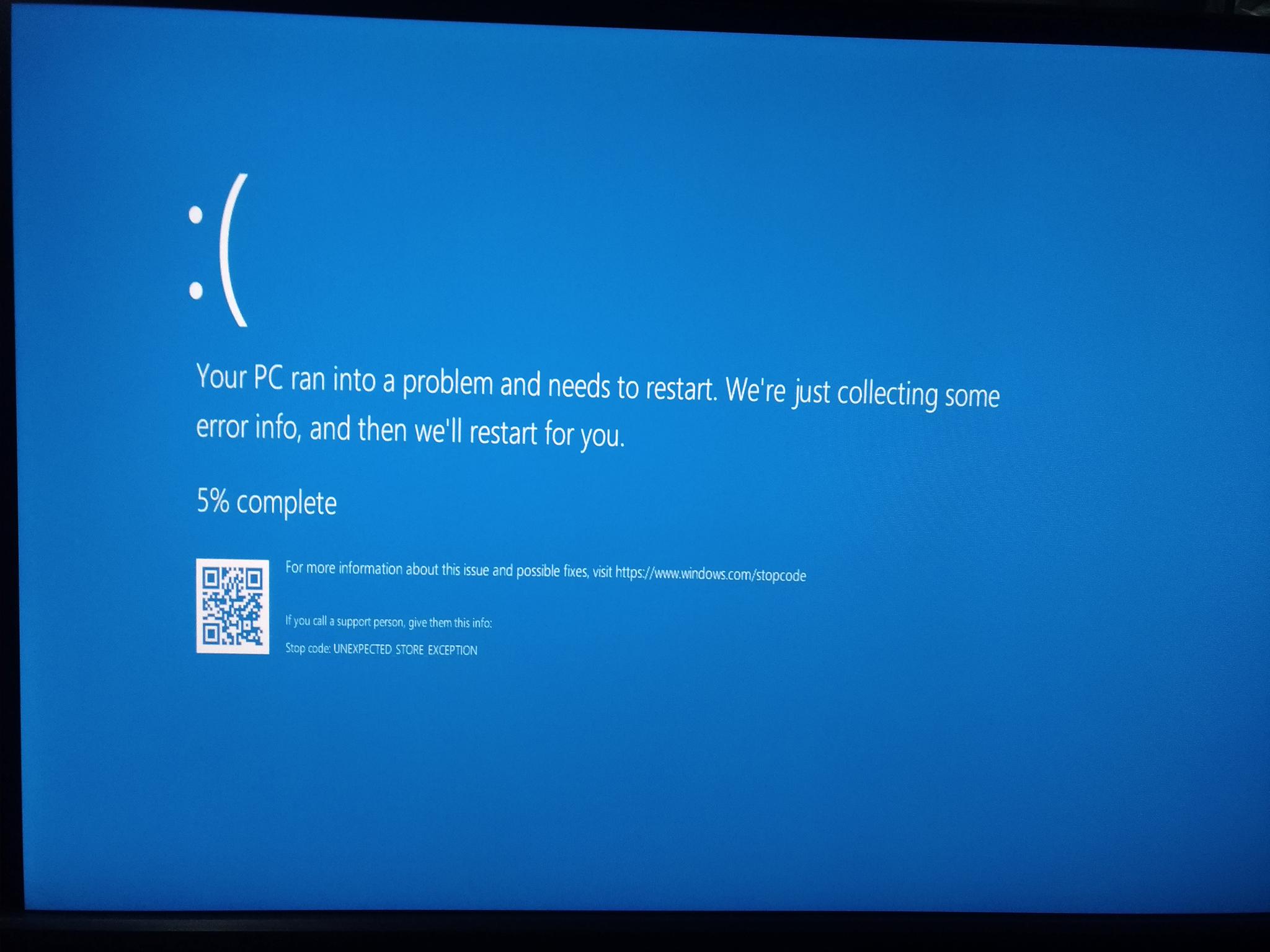 ขึ้น Blue Screen Stop Code Expected Store Exception Microsoft