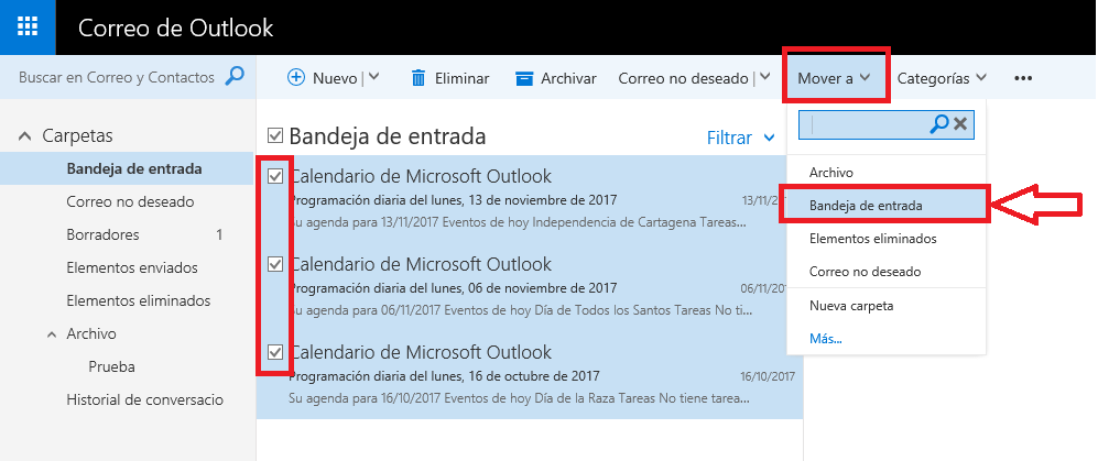 Outlook.com - Devolver mensajes a la bandeja de entrada - Community