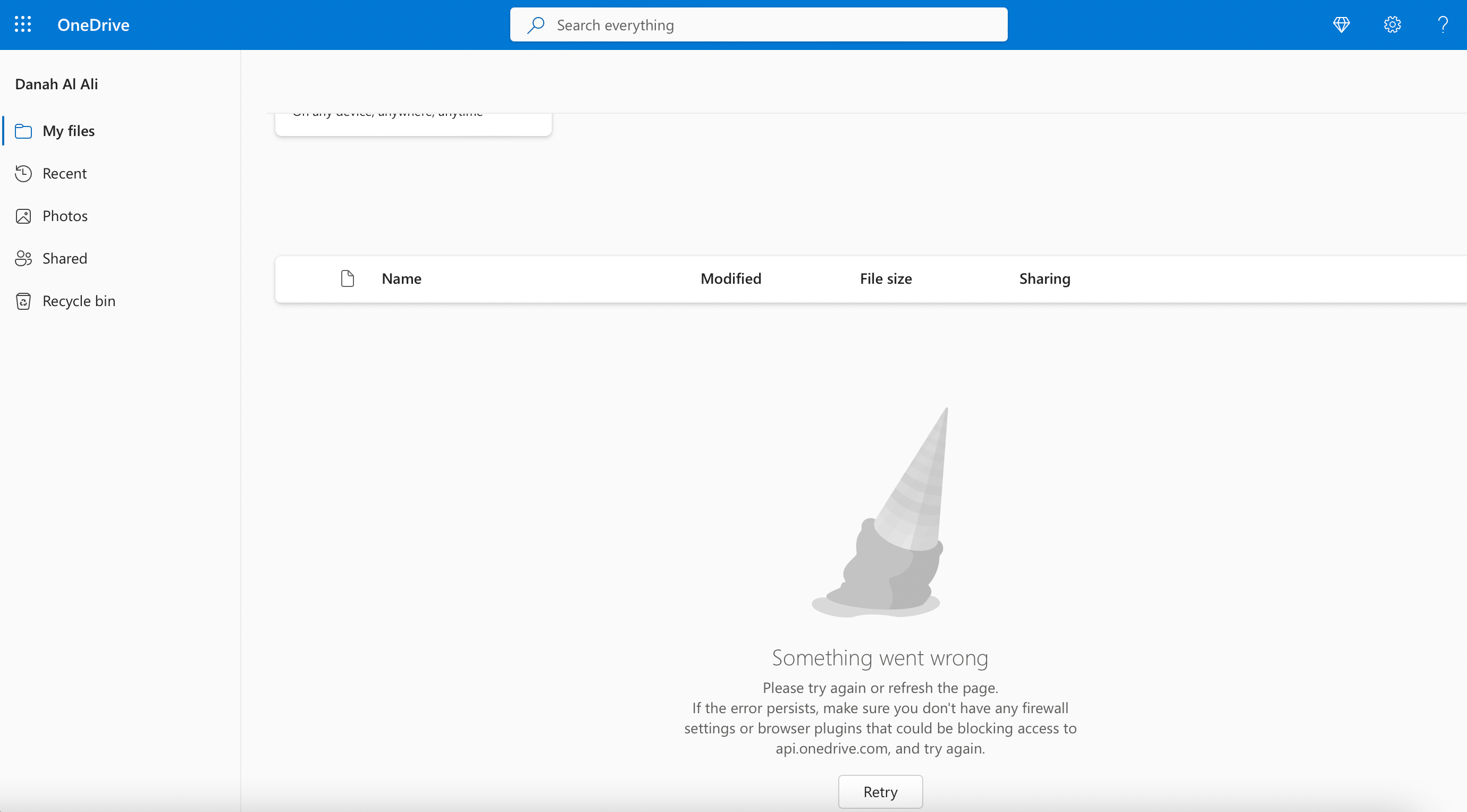 Onedrive is not loading my files, how can I fix it? 