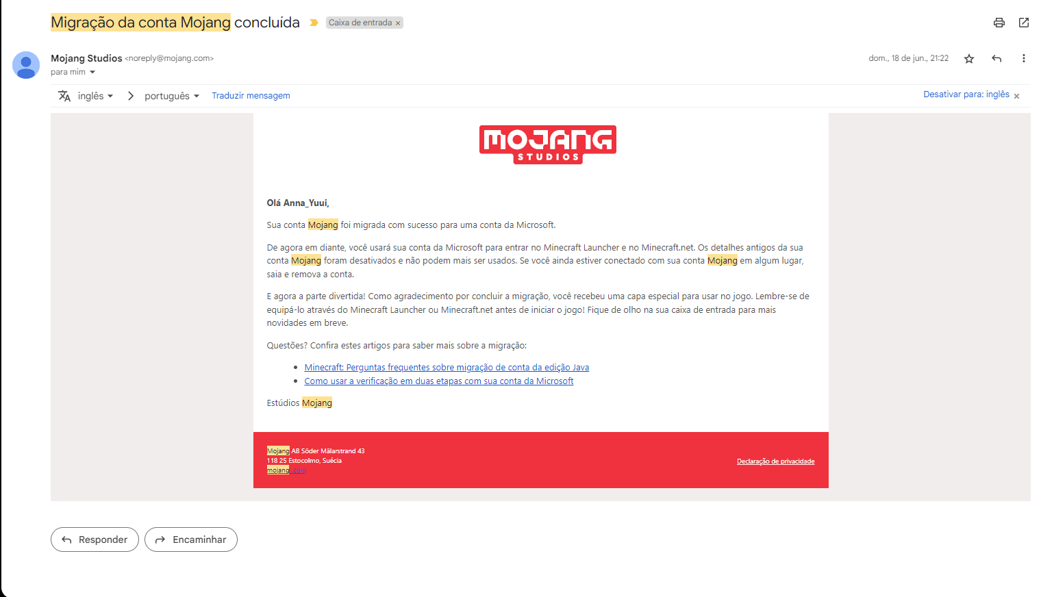 Não consigo acessar minha conta mojang/minecraft após a migração