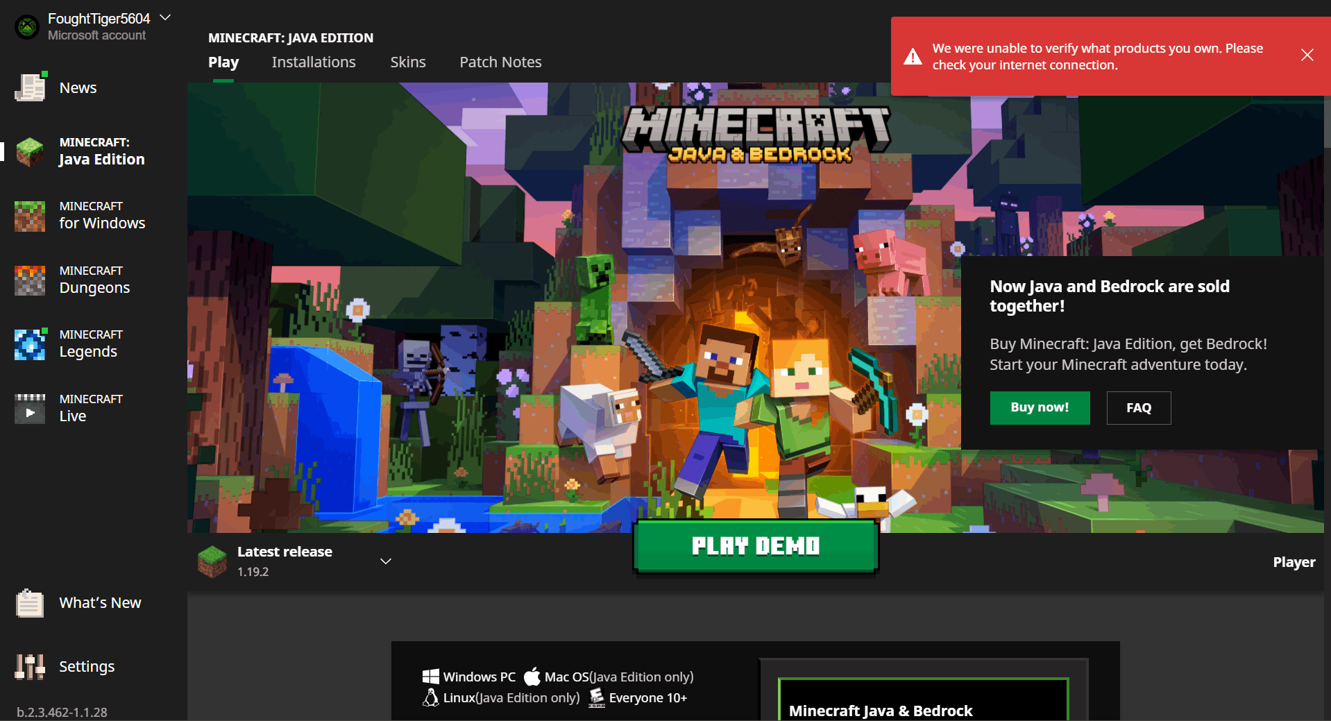 I cant download minecraft, its saying i own the app already or that i need  to update it when i dont even have minecraft on this phone the image shown  below is