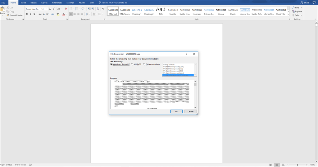 How do I convert WPS to Word 2016 operating on Windows 10? - Microsoft ...