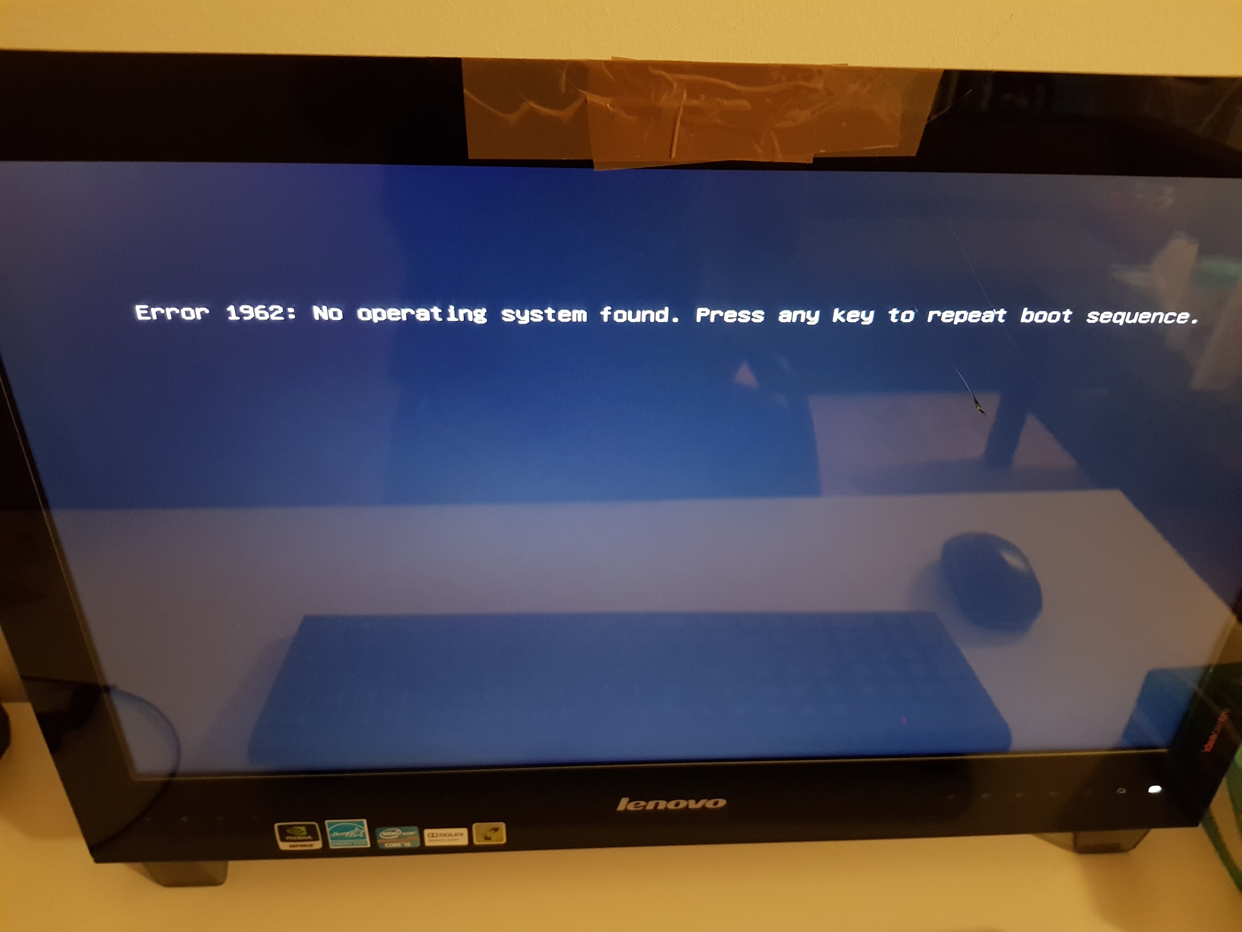Error 1962: No operating system found. Press any key to repeat boot sequence