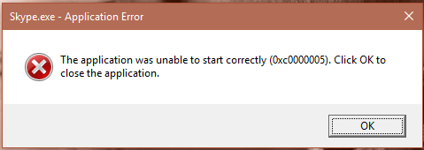 The application was unable to start correctly (0*c0000005