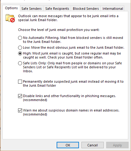 Outlook For Mac Junk Email Protection Greyed Out
