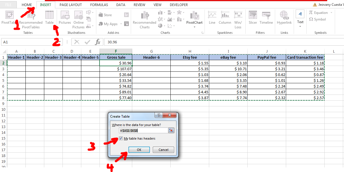 Please Help, Need Excel Formula To Calculate Fees For Ebay & Etsy 