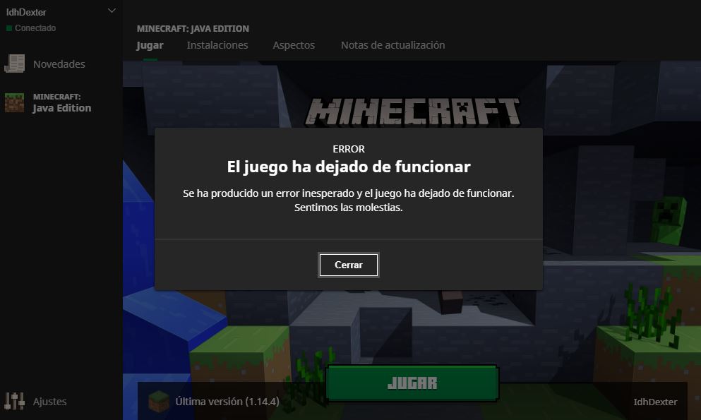 El juego ha dejado de funcionar