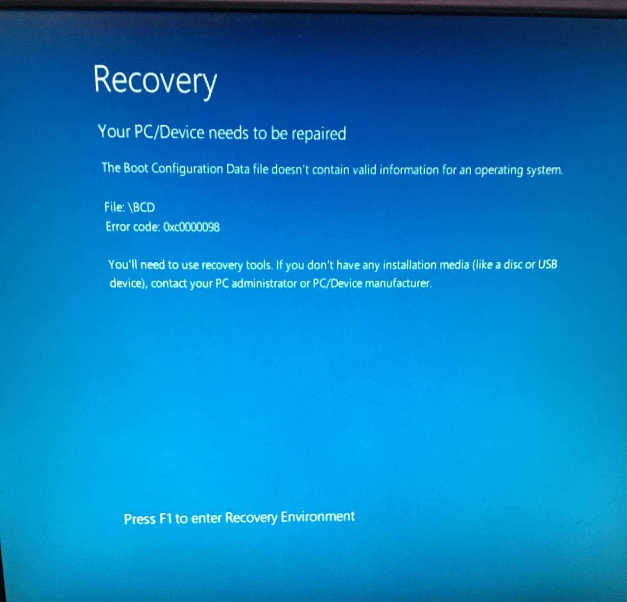 file bcd error code 0xc0000098 windows11 - Microsoft Community