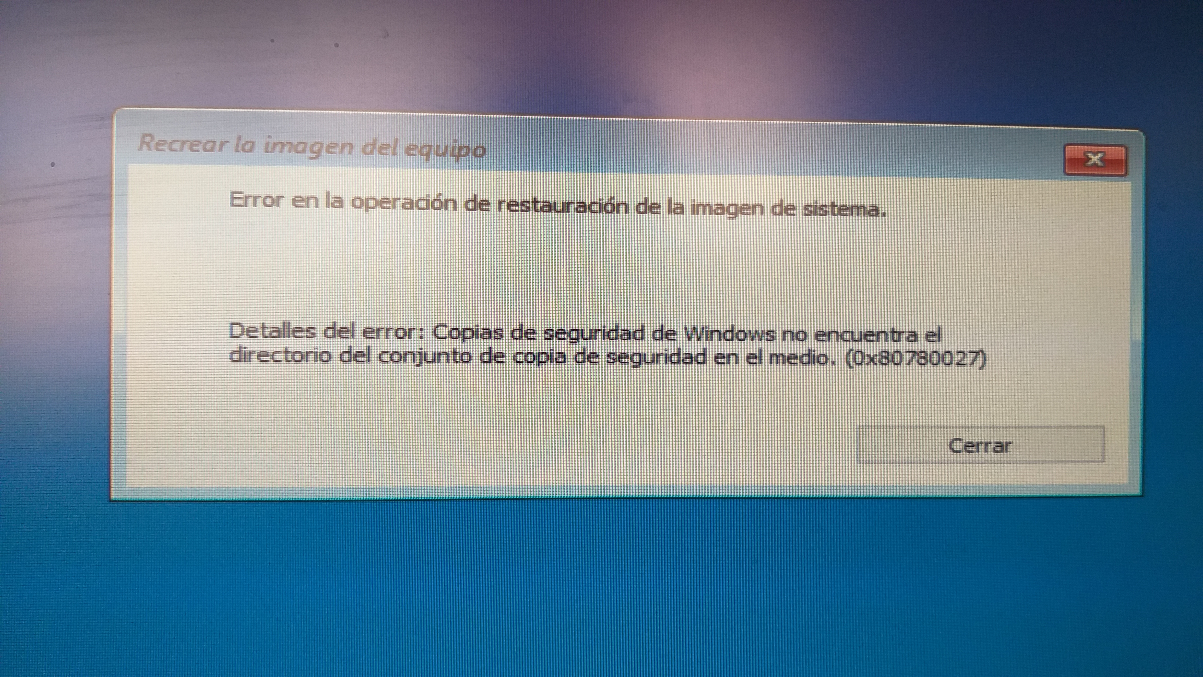 Windows 10 ≡ Error al recuperar imagen del sistema. - Microsoft Community - Error Al Configurar Imagen De Cuenta Windows 10