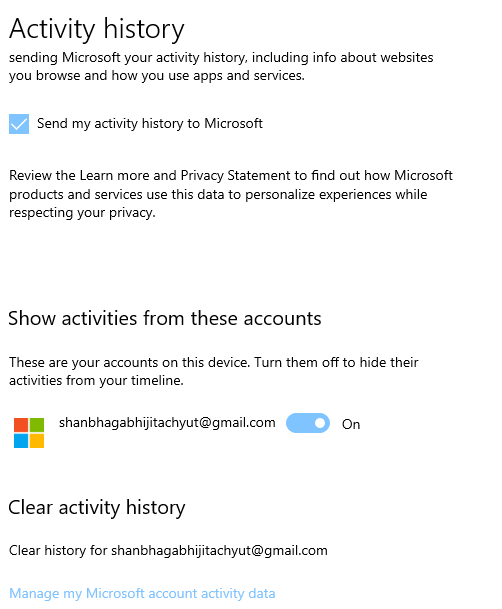 Show Me My Timeline History Clearing Timeline Doesn't Appear In Windows 10 Home (2004) - Microsoft  Community