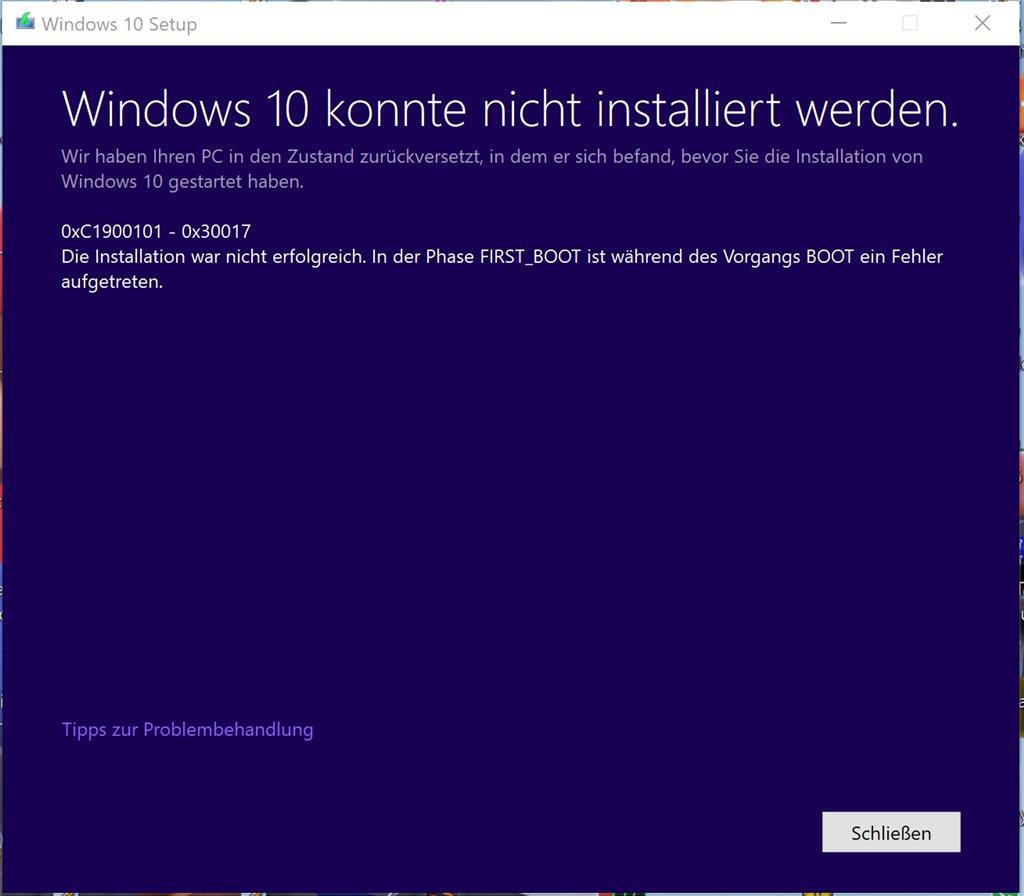 WIN10-Update von build 16199 auf 16215