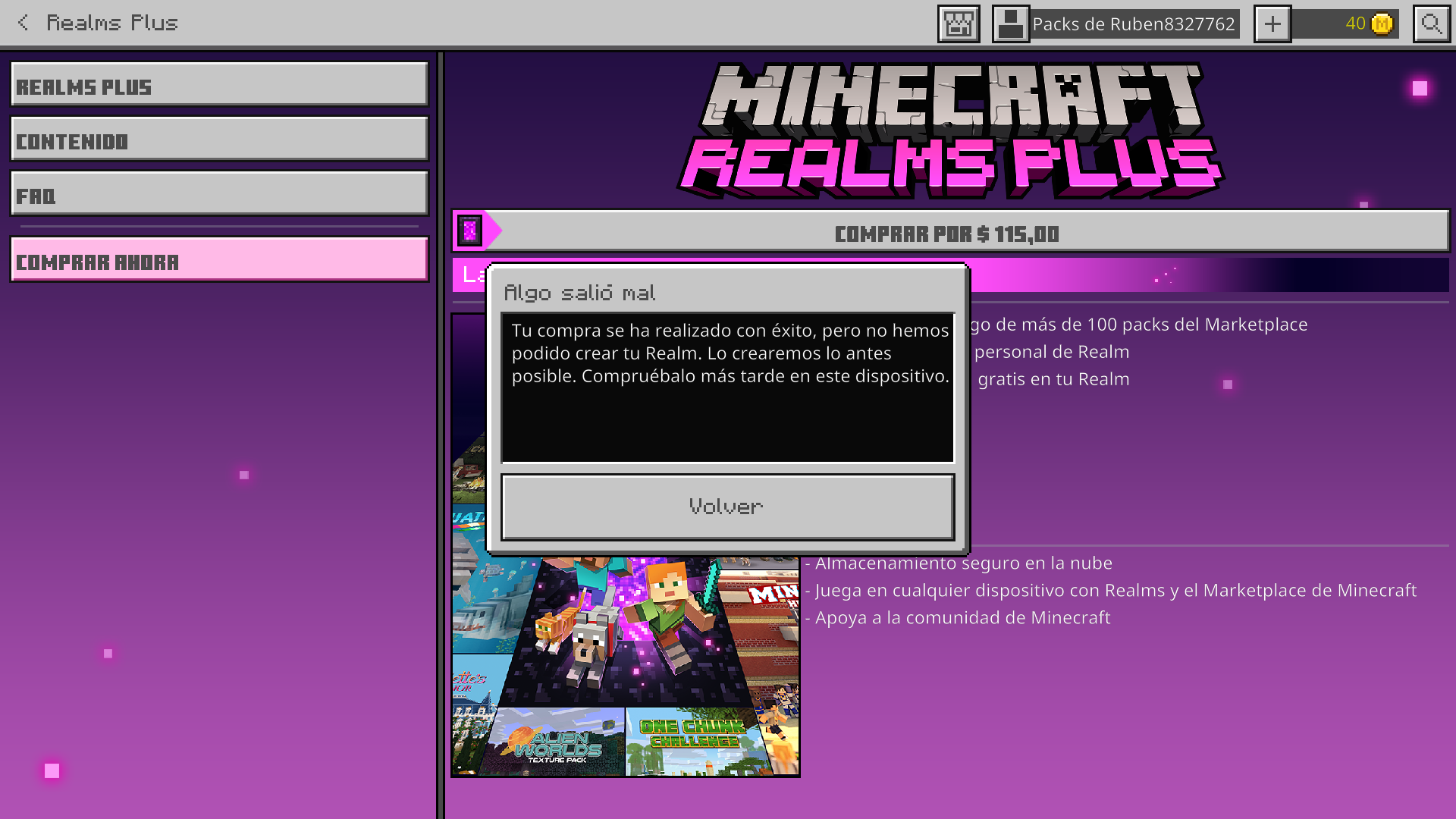 No Puedo Crear Mi Realm De Minecraft Windows 10 Edition Microsoft Community
