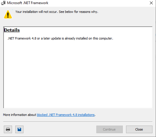 problem installing net framework 4.8 windows 10