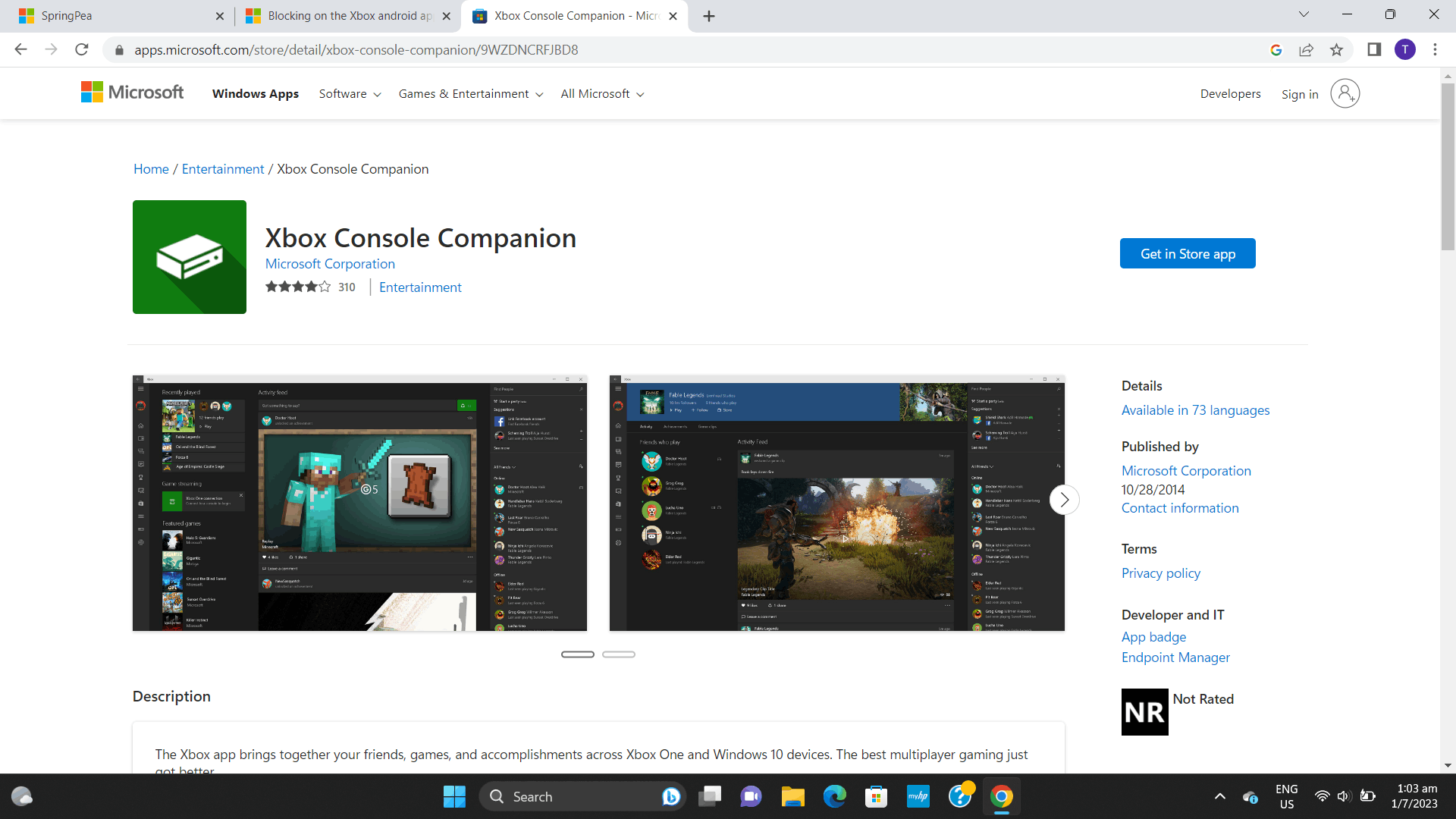 xbox console companion app removed from microsoft store