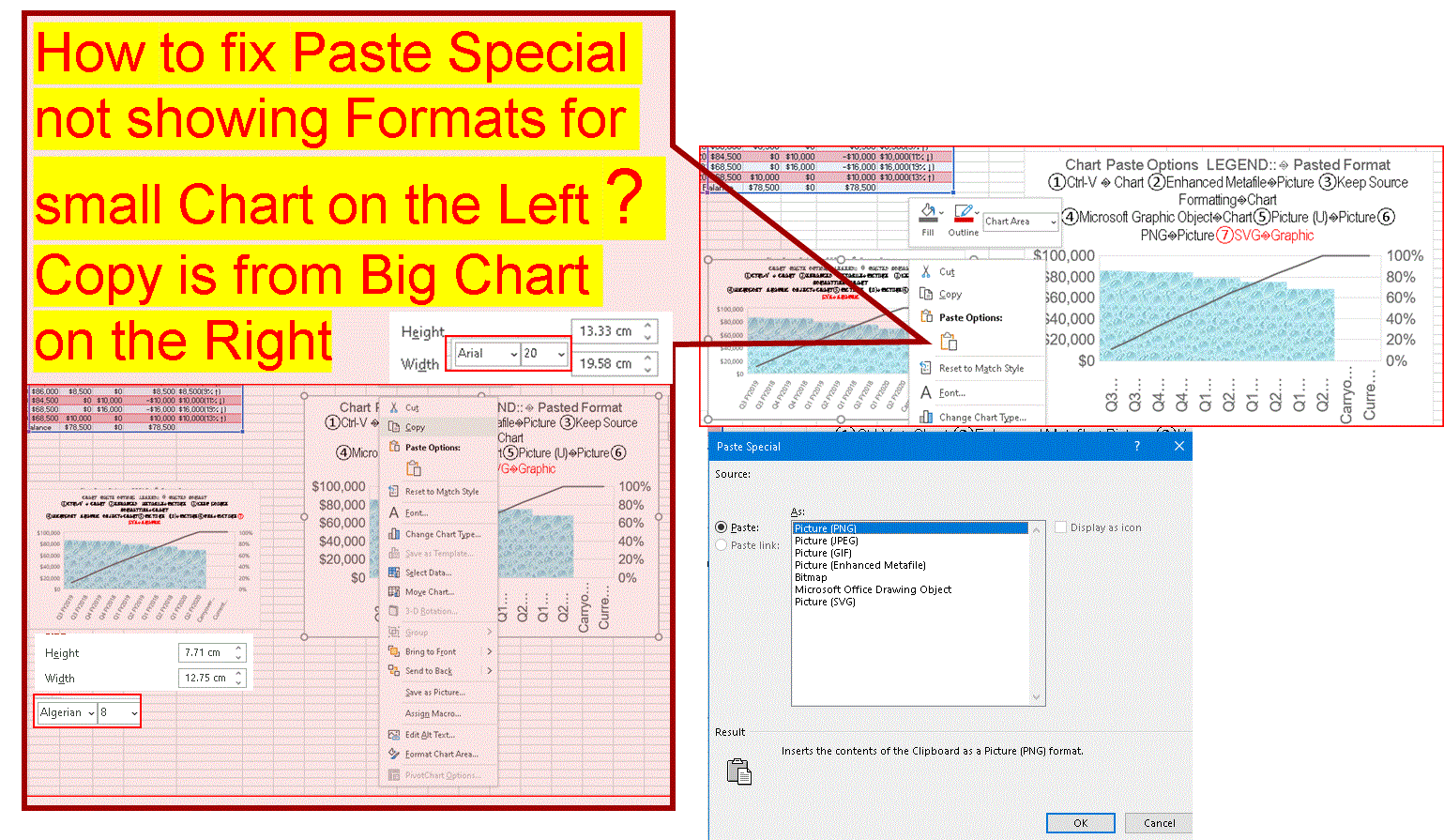 How to automatically resize Excel Chart to Slide Size ? or enlarge