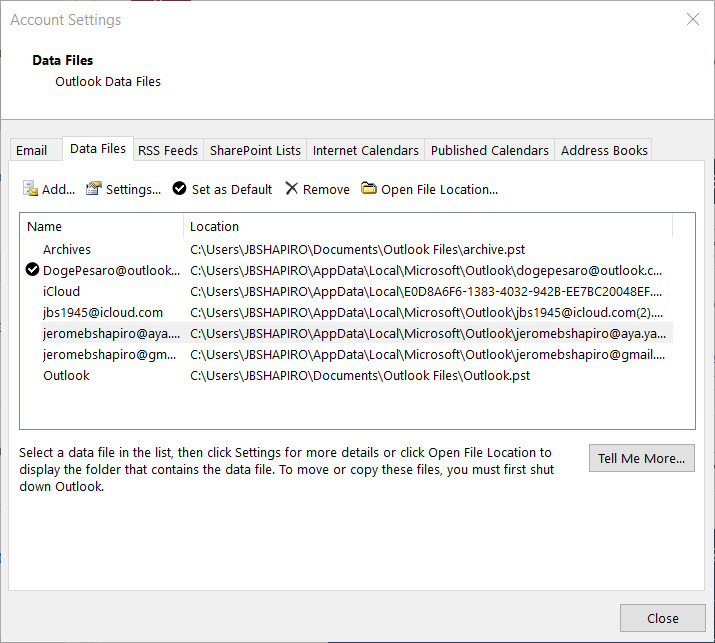 Changing Default Data File - Microsoft Community