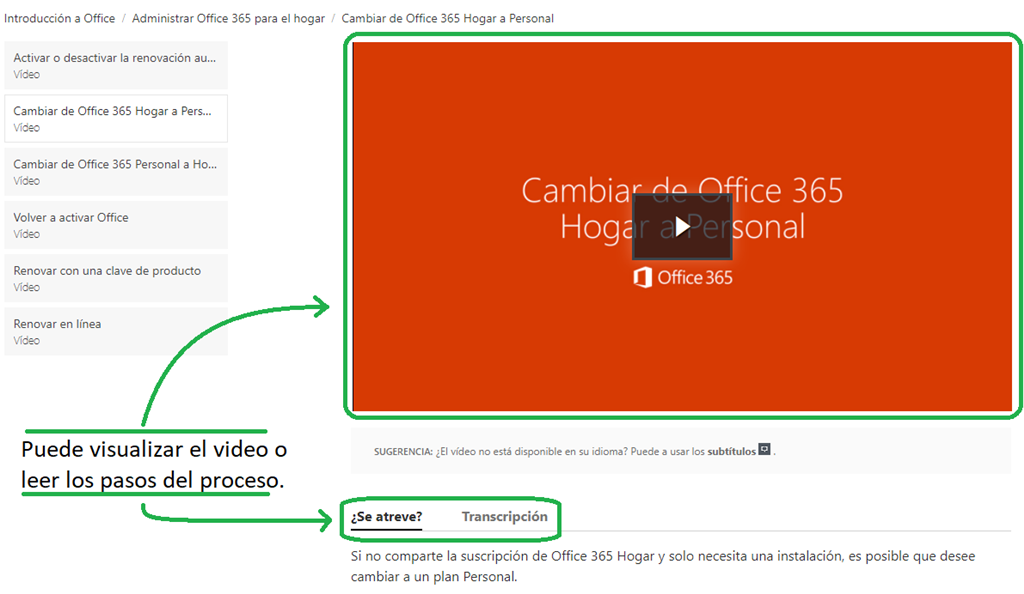 Office 365 - Cambio de office 360 Hogar a 360 Personal. - Microsoft  Community