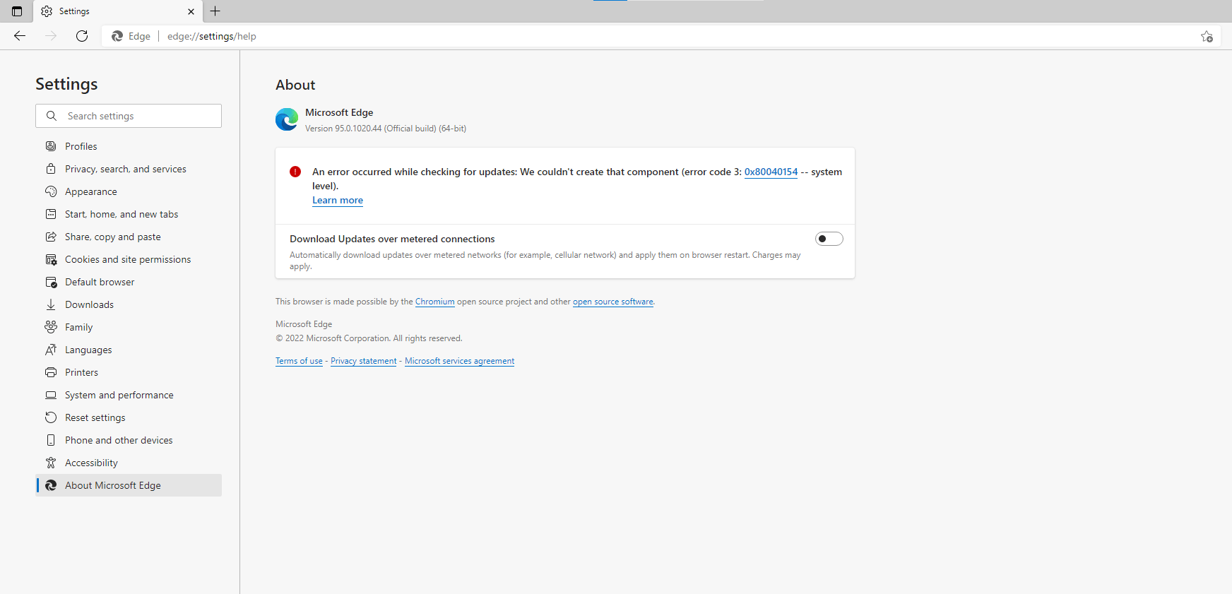 Microsoft Edge update error! Help! - Microsoft Community