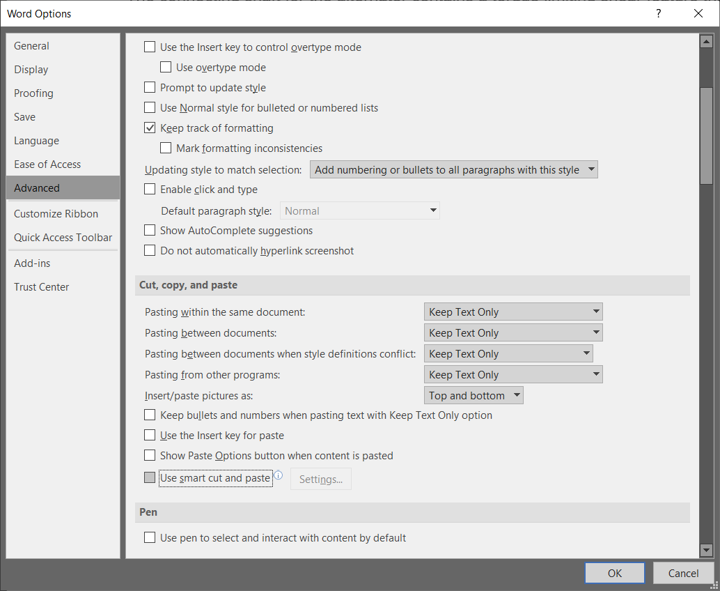 Microsoft word 2016 pasting 2025 in the same style