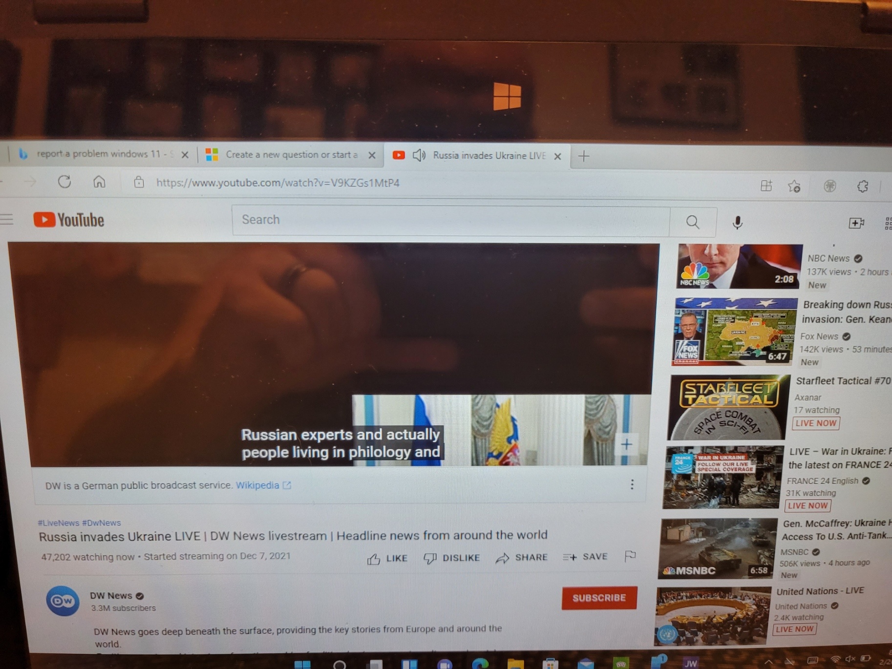 streaming video with windows in tablet mode - Microsoft Community