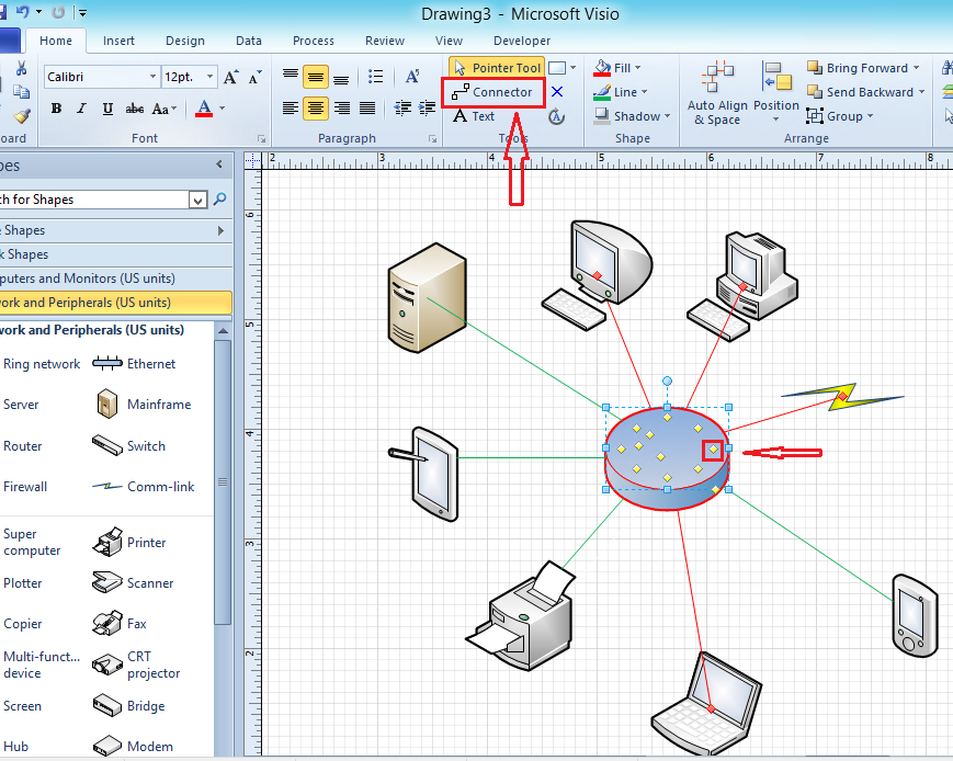 Visio 2010 - How to change color of single link on Network Ring ...