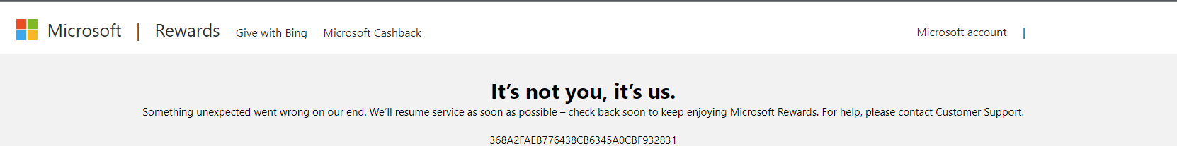 Is Microsoft Rewards Down Right Now