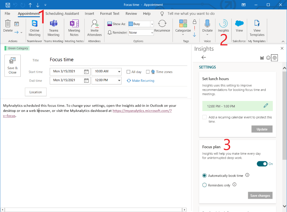 Remove &ldquo;Take a Break&rdquo; and &ldquo;Focus Time&rdquo; from Calendar - Microsoft 