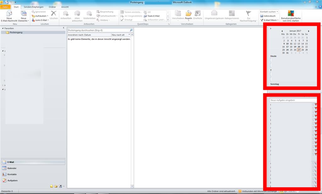 Outlook 365 - Aufgaben / Kalender klein im Mailbereich anzeigen 