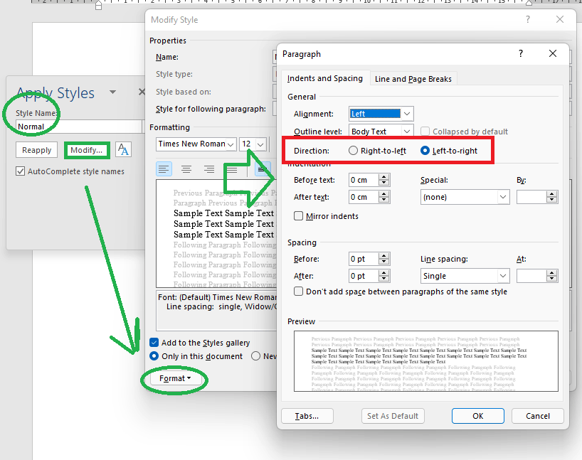 updating table of contents in word changes font